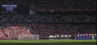 Homenaje al exdelantero del Liverpool Diogo Jota interrumpido en Wembley.